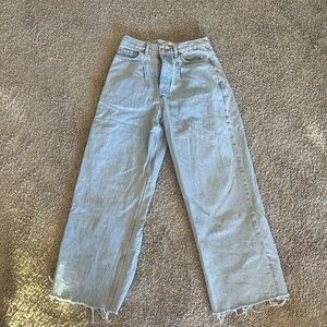 Zara Women's Straight Leg Jeans in Soft Blue
